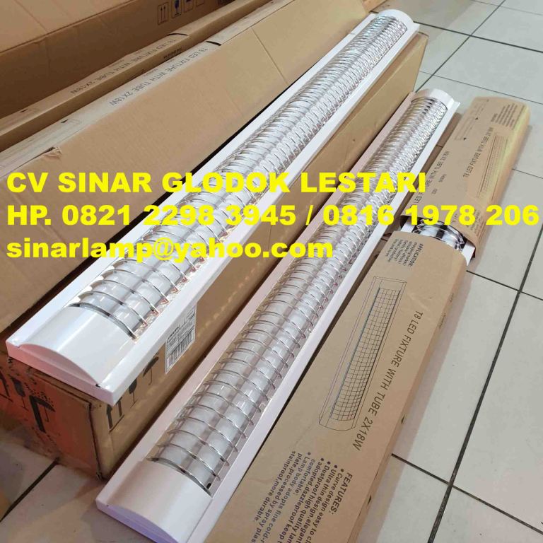 Kap Lampu RM Outbow 2x18W LED Kisi Kisi